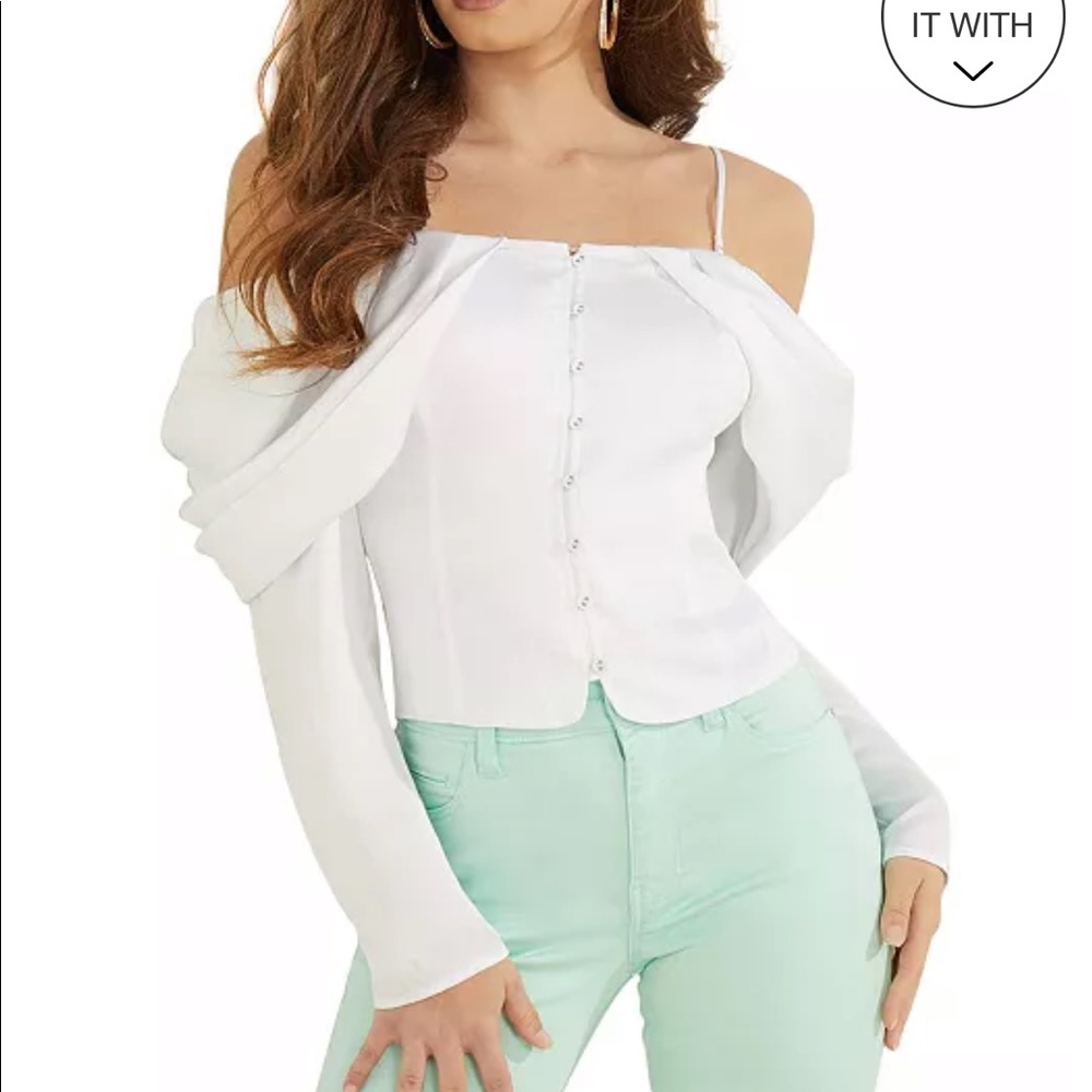 NWT Guess LS Cold Shoulder Yessica Top